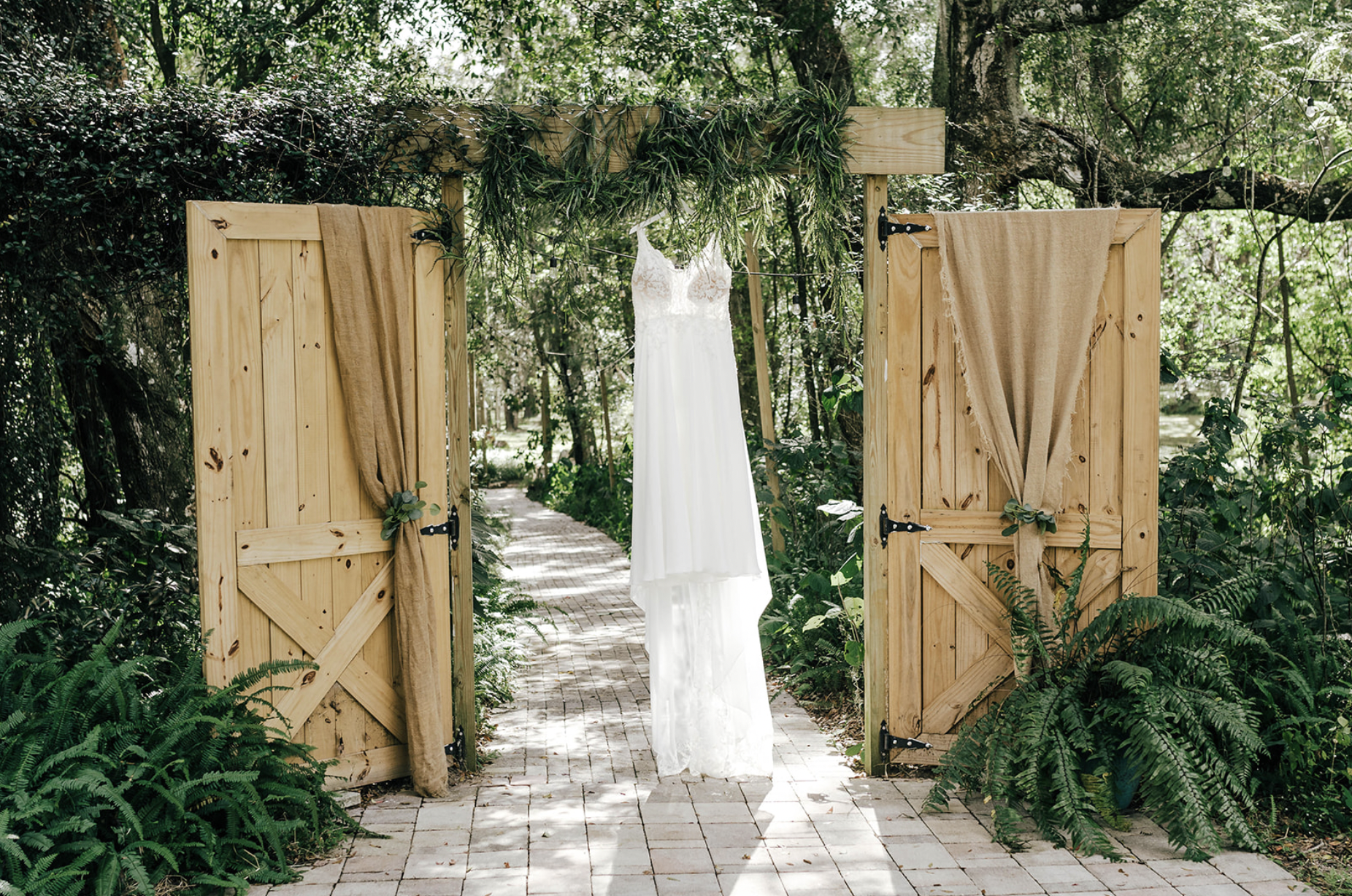 Wedding dress in Florida garden wedding venue